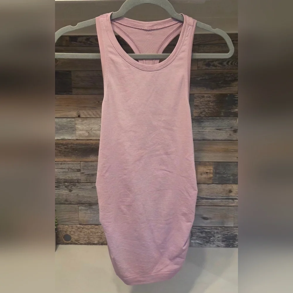 Lululemon Athletica Swiftly Speed Soft Pink Tank With Cinched Sides